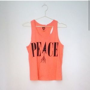 Modern Lux Neon Orange Studded “Peace” Tank Top (XL)